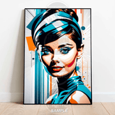 Audrey Hepburn Futuristic Pop Art | Bold Glam Wall Art Print - A4 – 21x29cm (8x12’’) - Print